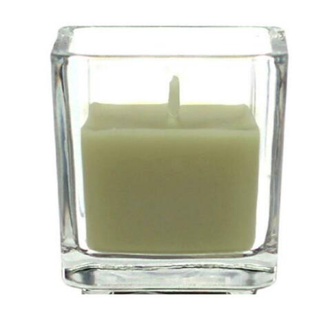 ZEST CANDLE Sage Green Square Glass Votive Candles, 12PK CVZ-039